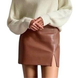 Brown Leather Mini Skirt